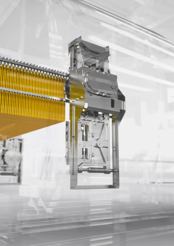 3D rendering of pasta machine from Bühler, glass and steel